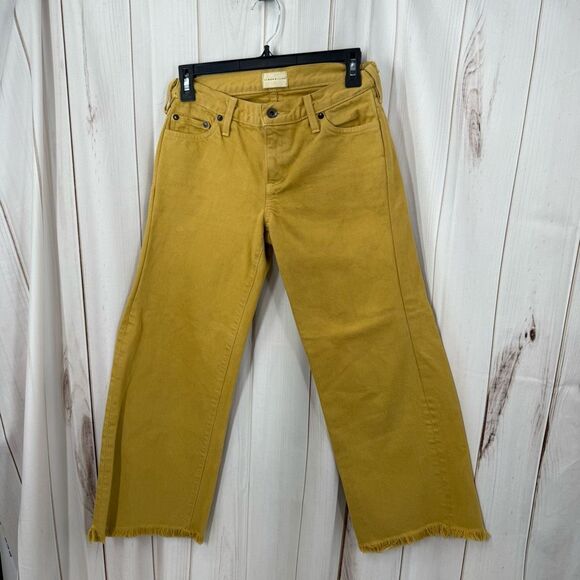 Simon Miller Women’s 26 Yellow Wide Leg Flare Raw Hem Jeans - Picture 1 of 4